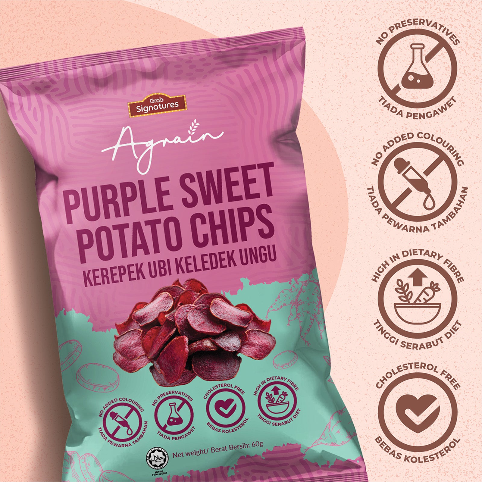 Grab Signatures x Agrain Purple Sweet Potato Chips 60g