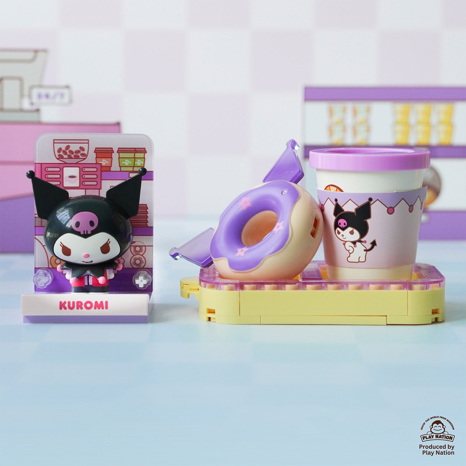 (Exclusive) Kuromi Coffee & Donut Set – Sanrio Konbini Building Blocks 1set